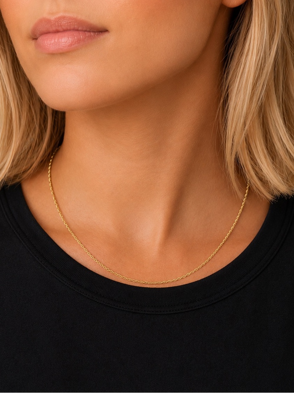 14k Gold Plated Twisted Rope Chain - 1.5mm - 18 inch - Italy Made - Unisex